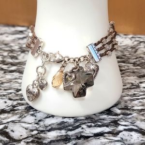 BRIGHTON RETIRED KRAMA CROSS 3 STRAND BRACELET NWOT